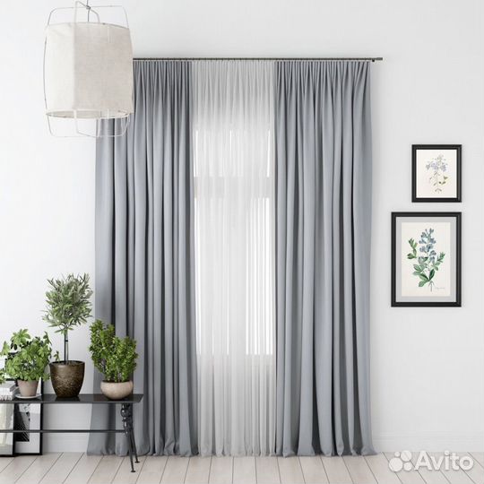 Шторы блэкаут светло- серые