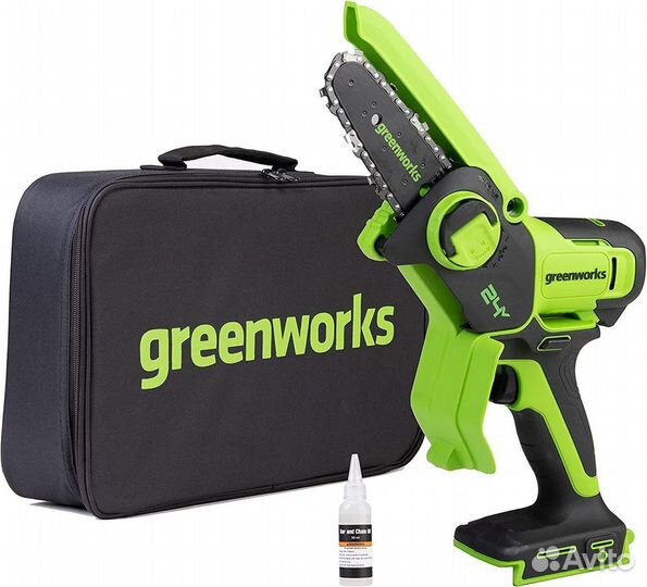 Цепная мини пила аккумуляторная Greenworks G24MCS1