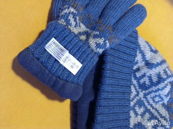 Комплект мужской шапка+перчатки