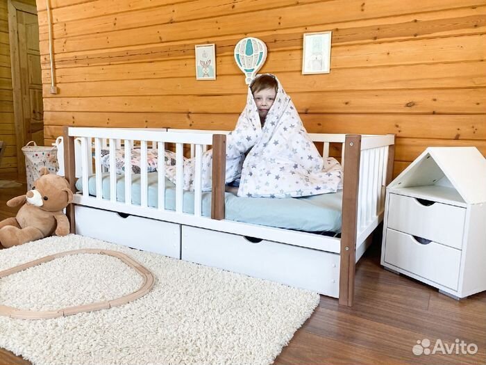 Кроватка детская берёза с бортиком сингл