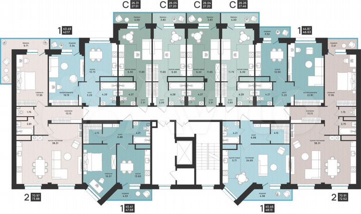 1-к. квартира, 48,1 м², 9/9 эт.
