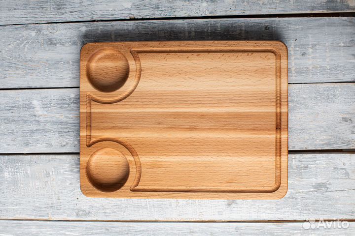 Доска для стейка из дерева 29*22 см с желобом
