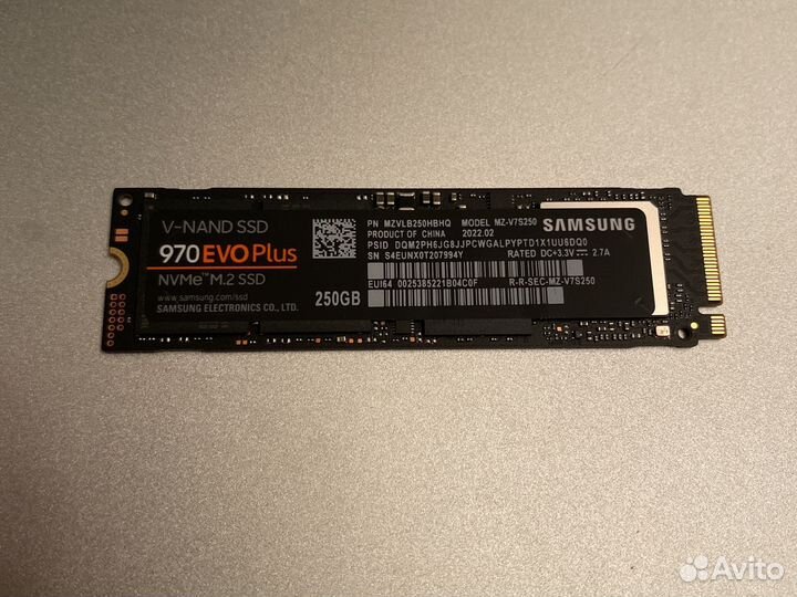 Ssd nvme samsung 970 evo plus 250gb
