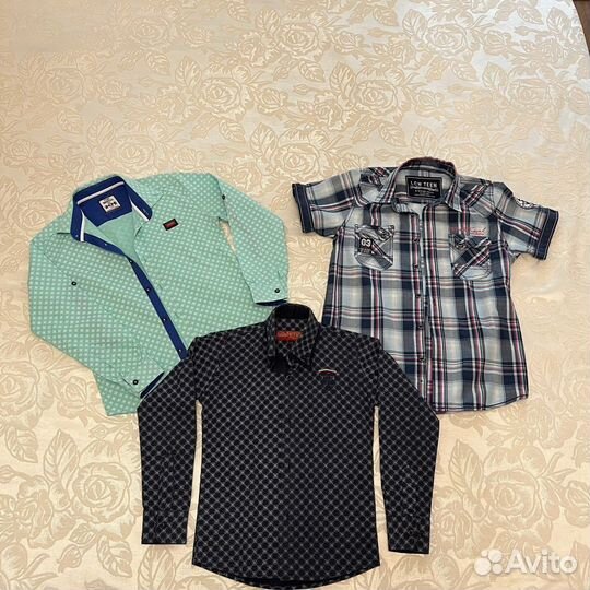 Рубашки цветные и школьные на мальчика 128-134