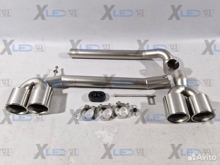 Раздвоенный выхлоп для BMW F10 с насадками хром