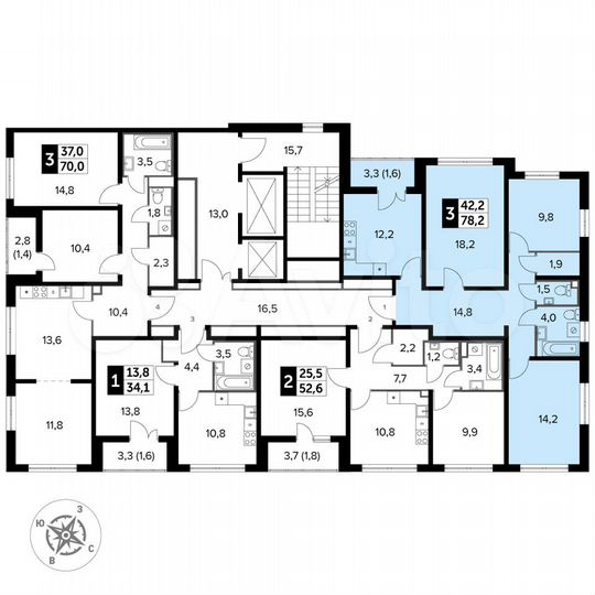 3-к. квартира, 78,2 м², 17/23 эт.