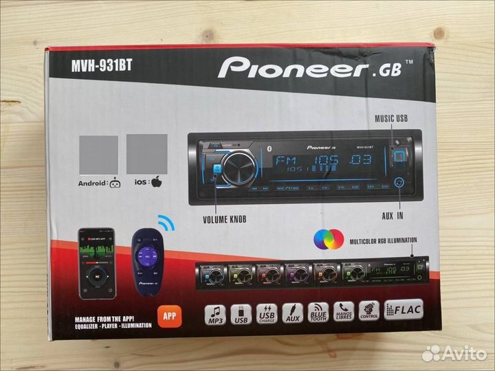 Магнитола pioneer 931 с bluetooth RGB