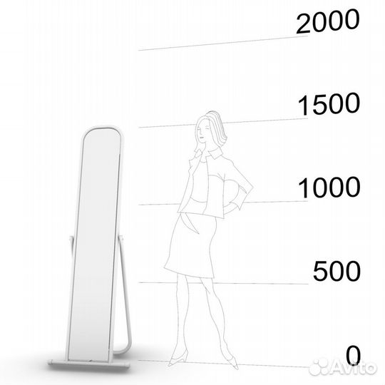 Зеркало напольное на подставке, чёрный муар, 500Lx