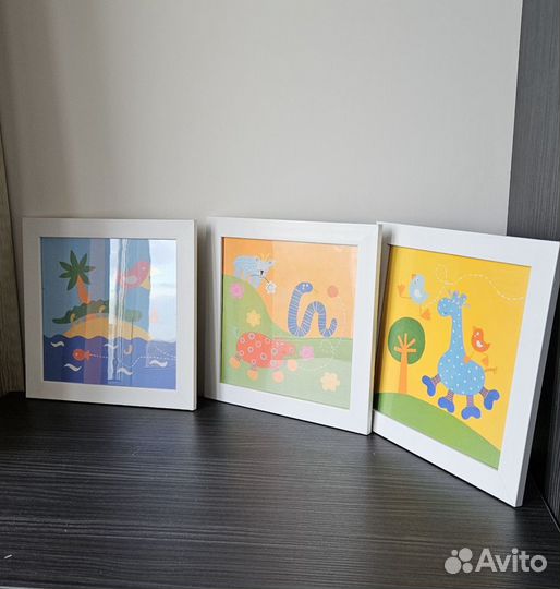 Картина постер IKEA детский рисунок (триптих)