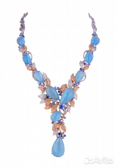 Колье Girona Prive Aquamarine & Sapphire & Diamond