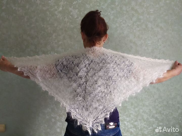 Платок шаль натуральный пух на шёлковой нити