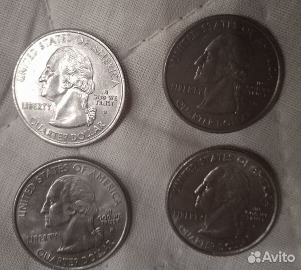 Квотеры, центы 25 и 1 юбилейные