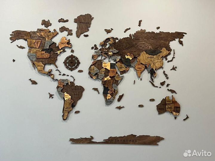 Карта мира на стену с подсветкой