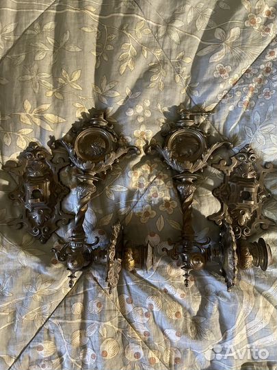 Бронзовые старинные подсвечники