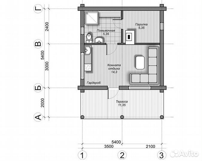 Сруб бани 5,4*5,4 из бревна