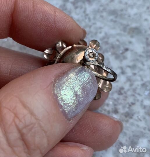 Антикварные серебряные серьги на винтах