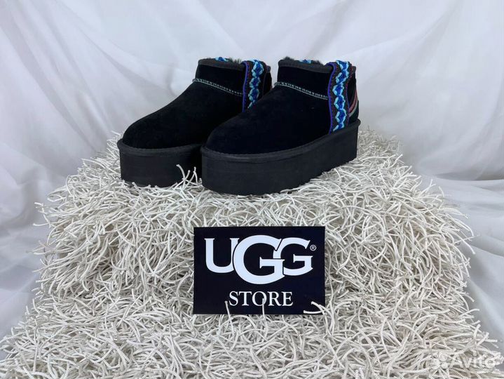 UGG classic ultra mini braid plat boot black