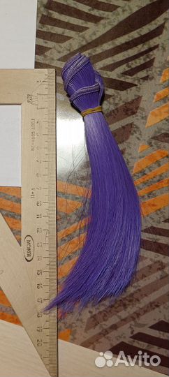Волосы парик для куклы фиолетовый 17см