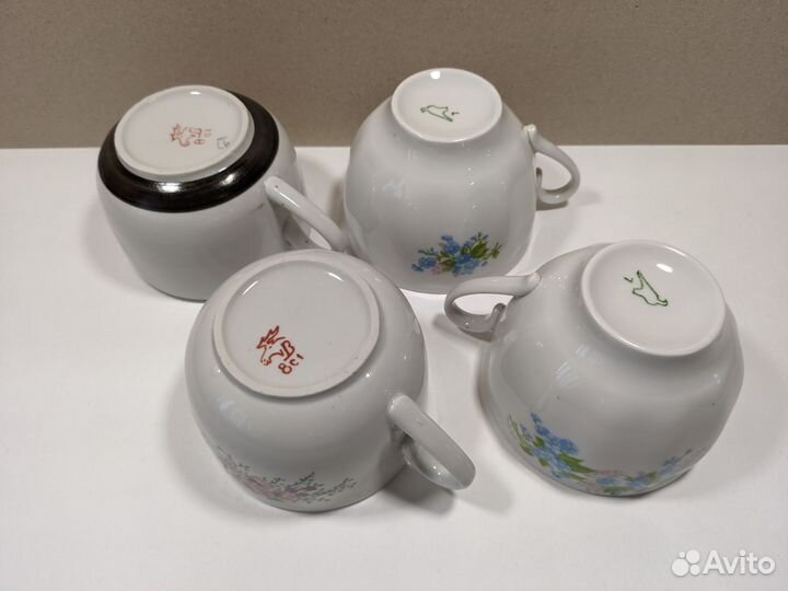 Чашки чайные СССР, фарфор, 4 штуки