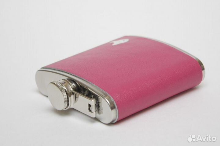 Розовая фляжка женская. Фляжка в коже