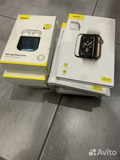 Чехол baseus на airpods и стекла на apple watch