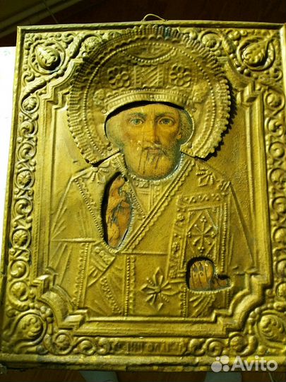 Икона старинная Николая чудотворца 30х26