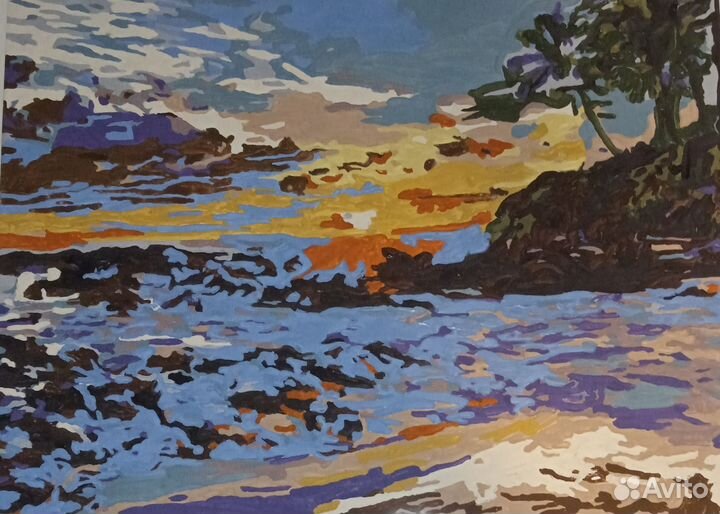 Картины по номерам в рамке под стеклом