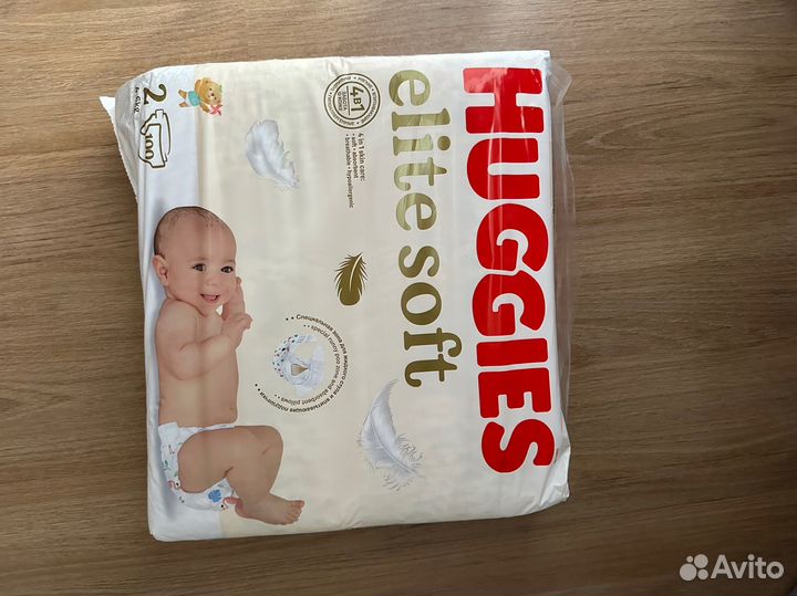 Подгузники huggies elite soft 2 100шт