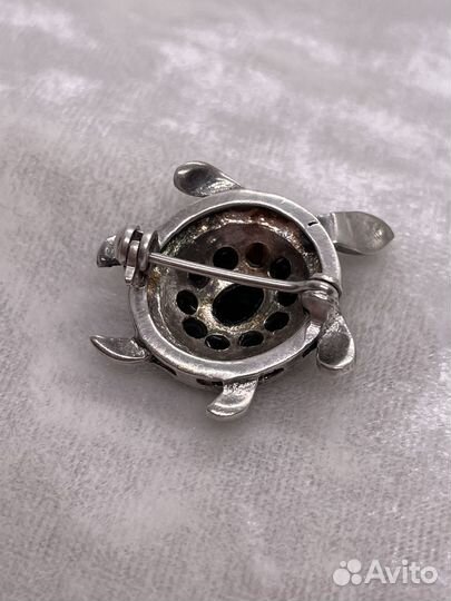 Винтаж брошь черепашка серебро