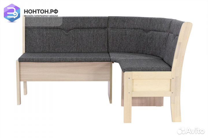 Кухонный угловой диван Этюд 2-1 серый / выбеленная