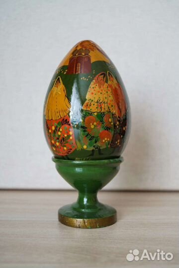 Винтажное деревянное пасхальное яйцо, СССР (1992г)