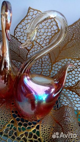 Лебеди.Чешское стекло