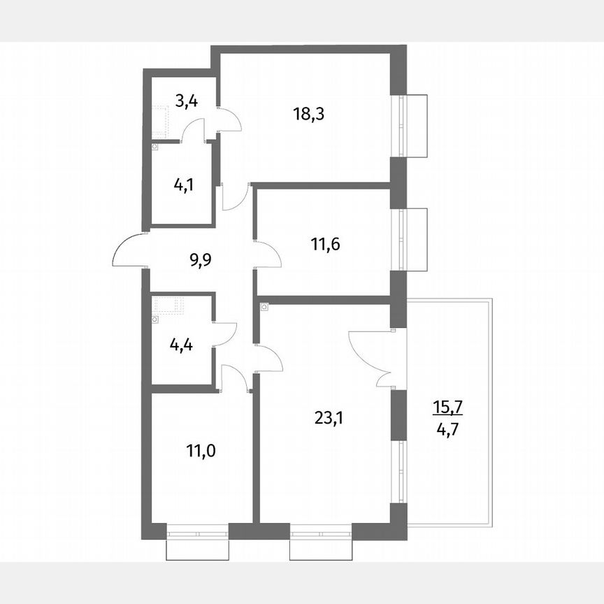 3-к. квартира, 91 м², 1/6 эт.