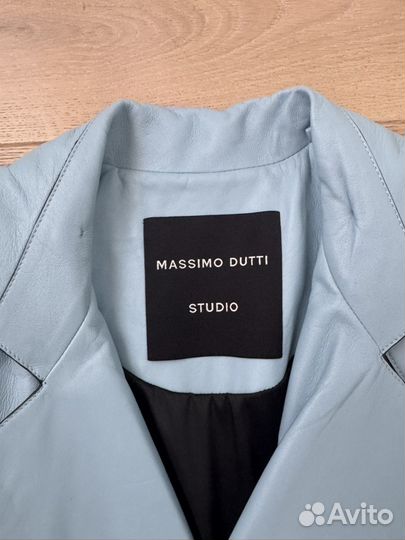 Кожаное пальто Massimo Dutti тренч плащ