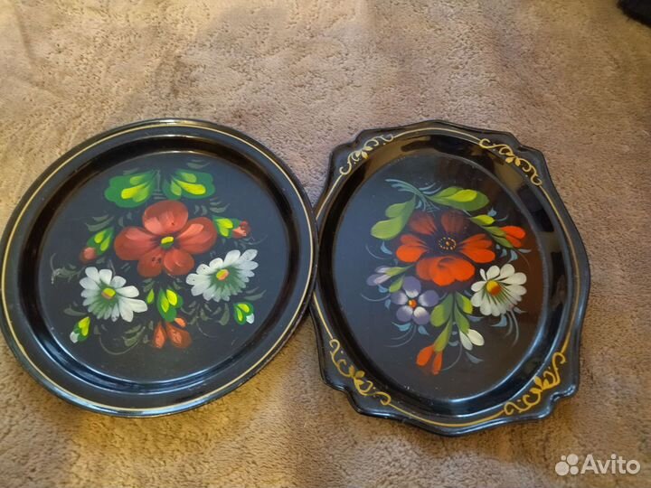 Жостово СССР подносы 18 см и 37 см