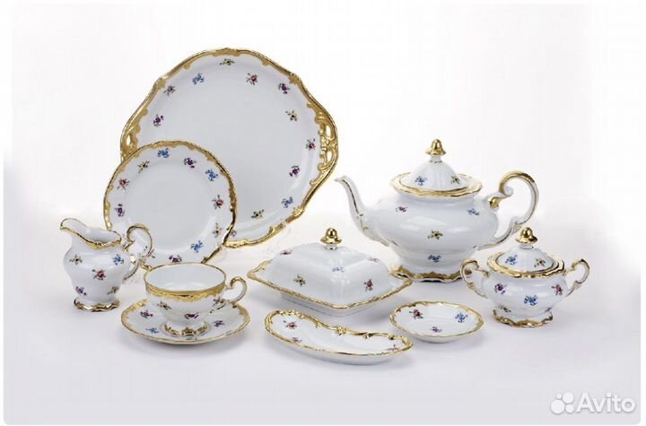Чайный сервиз Мейсенский цветок веймар 12 персон