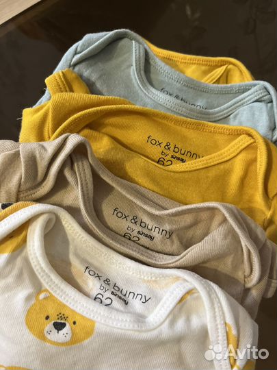 Комплект боди детские однотонные син 50 - 62