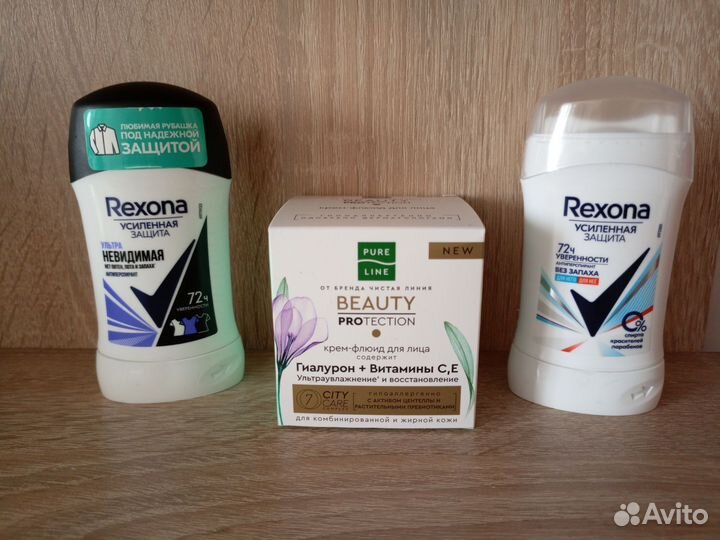 Дезодорант Rexona 2 шт и крем-флюид для лица