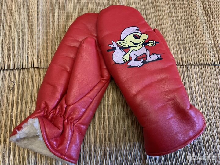 Варежки зимние детские кожаные