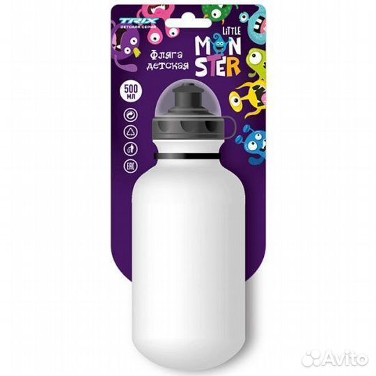 Фляга trix Little Monster детская, 500 мл, защитная крышка, ldpe (50)