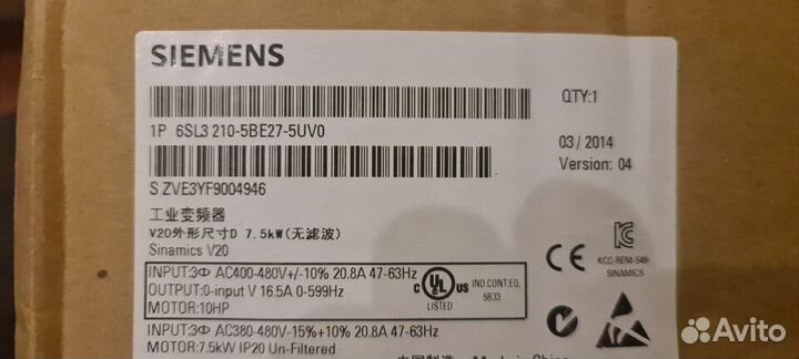 Преобразователи частоты Siemens Sinamics V20