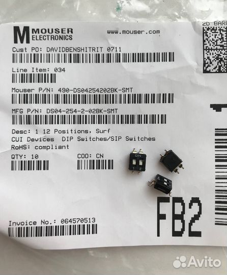 10 шт DS04-254-2-02BK-SMT DIP переключатель SIP 1