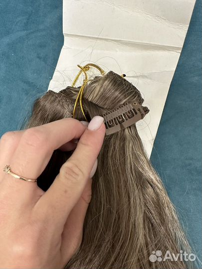 Волосы на заколках русые 60 см