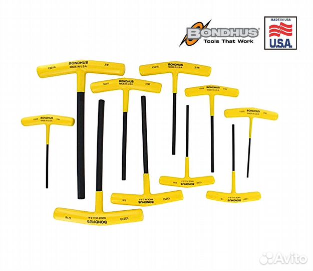 Набор из 10 шестигранных дюймовых Т-образных ключе