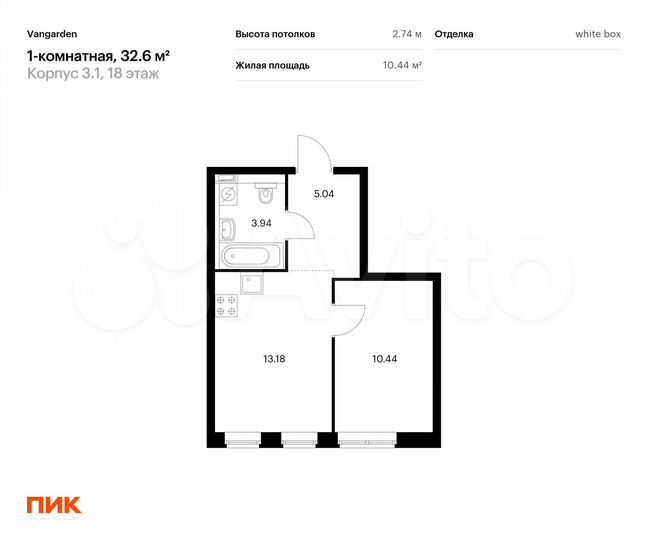 1-к. квартира, 32,6 м², 18/21 эт.