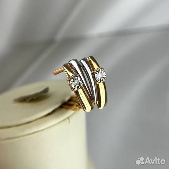 Золотые серьги 585 пробы с бриллиантами золото