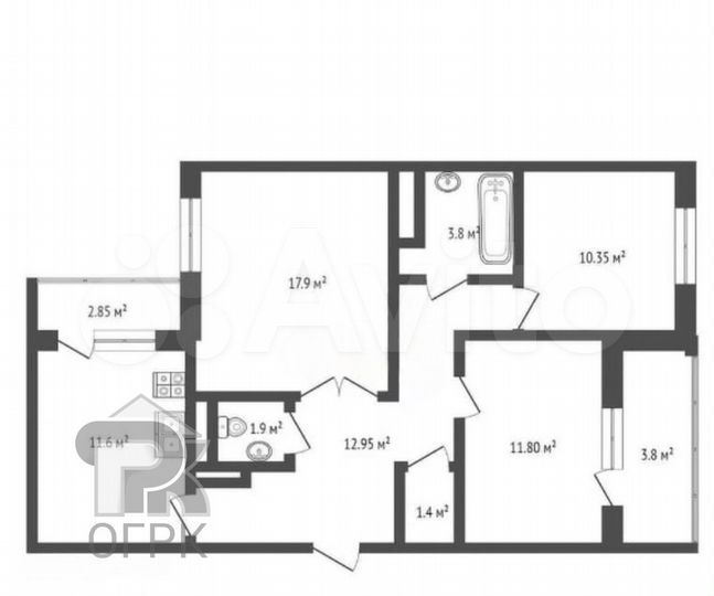 3-к. квартира, 79 м², 12/15 эт.