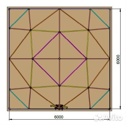 Оригинальный шатер для глэмпинга квадрокупол 6х6 m