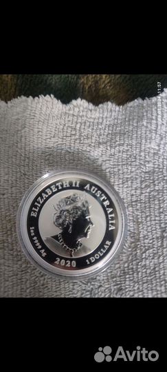 Биржабык и медведь Австралия 2020 1 доллар серебро