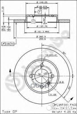 Диск тормозной Standard перед 08306810 Brembo